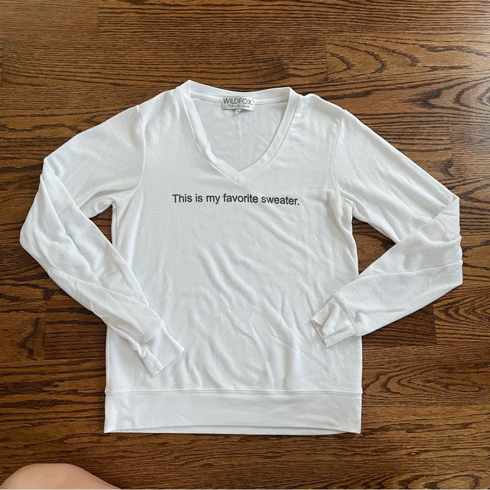 Wildfox Sweatshirt This is My Favorite Sweater White XS